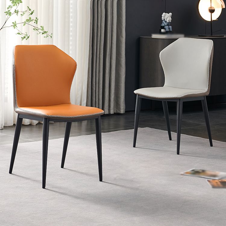 Silla de comedor de metal industrial, sin brazos, con respaldo de orejas (juego de 2)