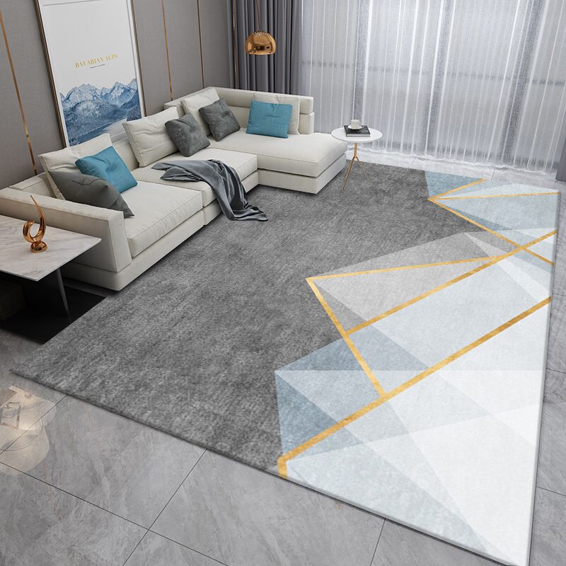 Stylish Modern Carpet Geometric Pattern Polyester Area Rug Non-Slip Backing Area Rug for Home Decor
