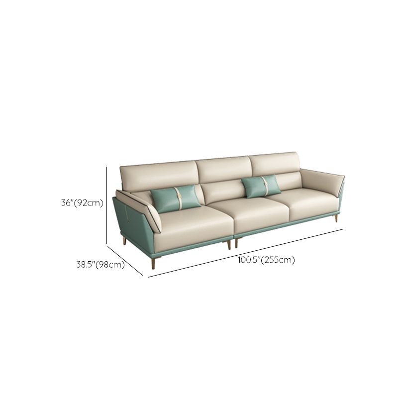 Genuine Leather Sectional Sofa 36.22" High Green Sofa for Living Room