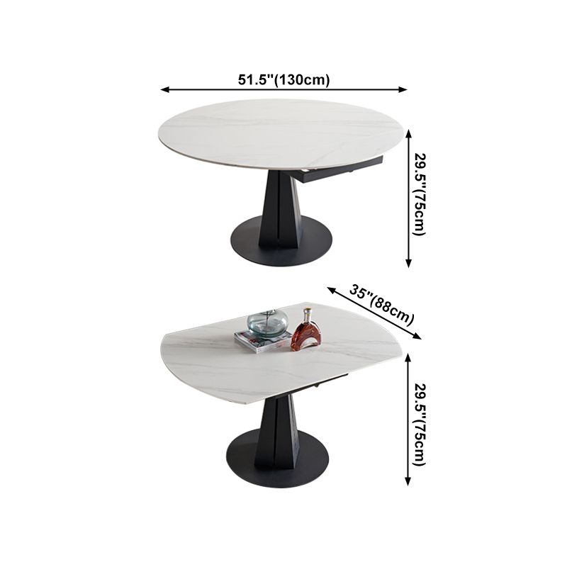 Mesa de comedor redonda extensible Mesa de piedra sinterizada moderna con base de pedestal de metal