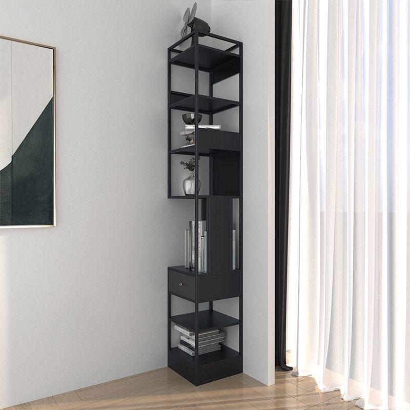 Libreria d'angolo industriale di ferro aperta libreria verticale con cassetto