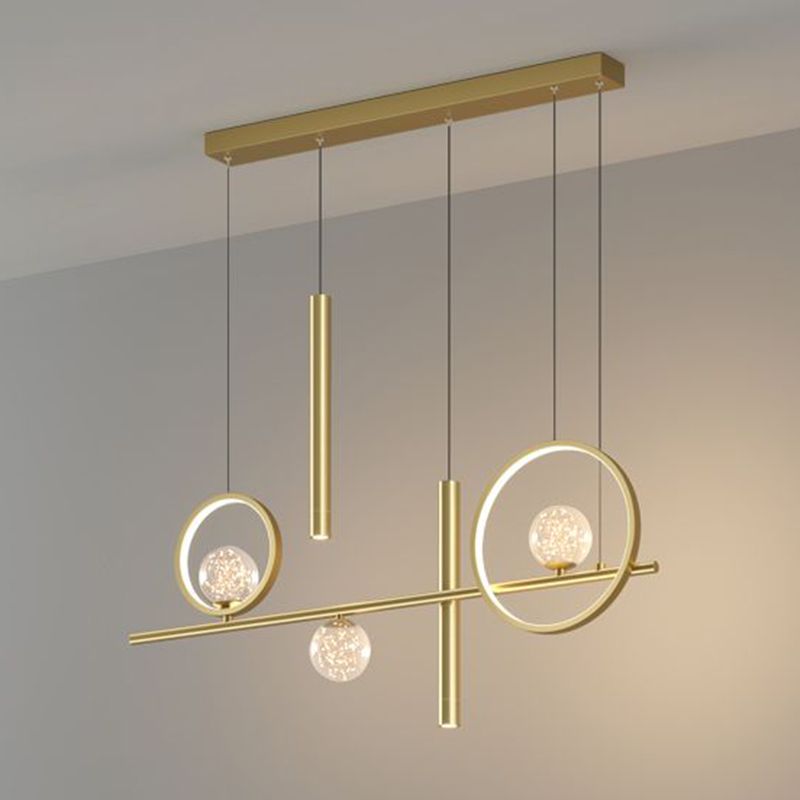 Luz colgante de isla lineal LED de aluminio en moderna luz de techo de hierro forjado de estilo nórdico con sombra de silicona