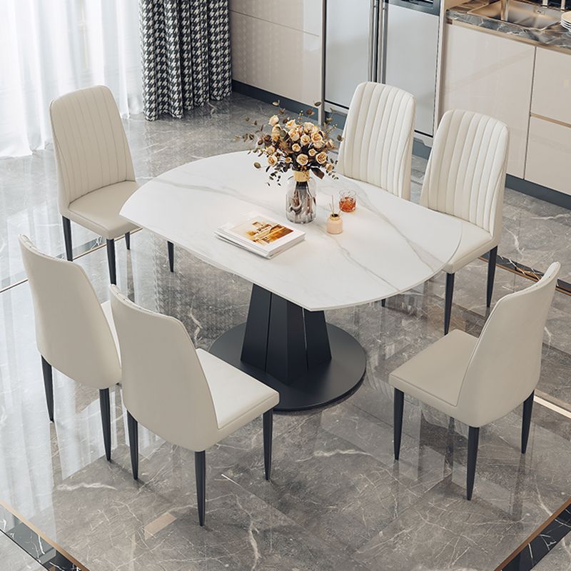 1/5/7 Pcs Modern Stone Round Shape Dinette Table with Armless Chair
