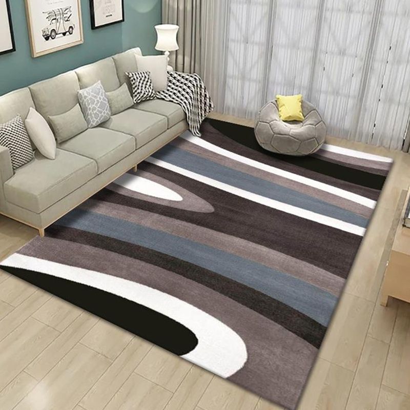 Dark Navy Modern Carpet Polyester Color Piece Area Carpet Washable Carpet for Living Room