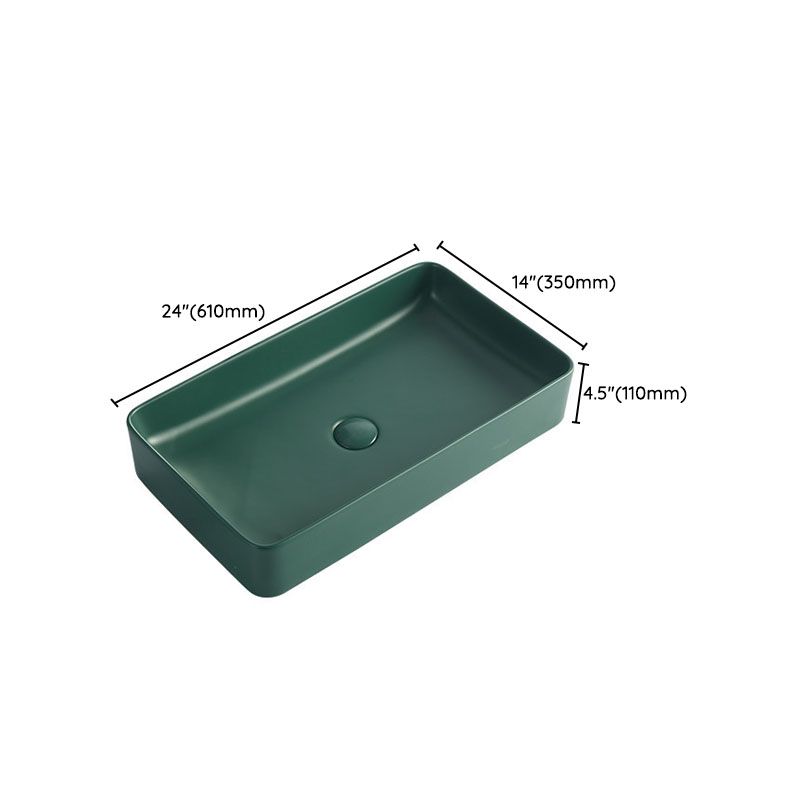 Modern Bathroom Sink Rectangular Vessel Lavatory Sink in Green