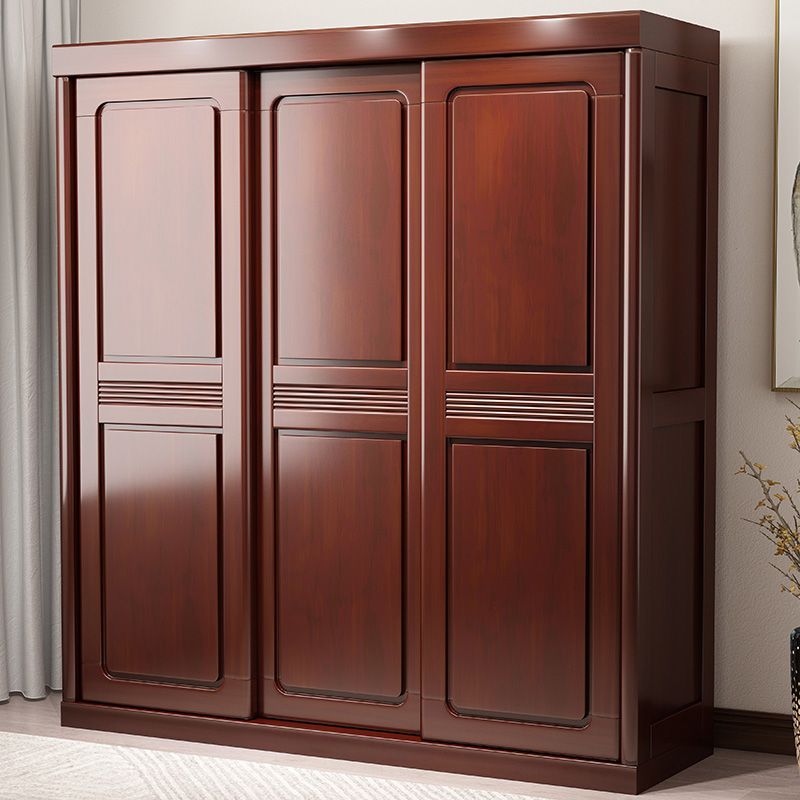Traditional Wardrobe Cabinet Rubberwood Brown Wardrobe Armoire