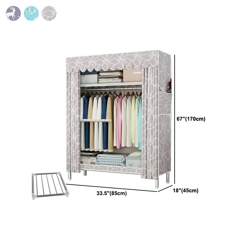 Steel Frame Wardrobe Armoire Contemporary Style Wardrobe Cabinet for Bedroom
