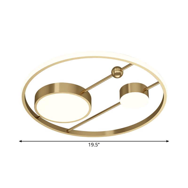 16"/19.5" W Rounded Flush Light Fixture Modernism Acrylic LED Brass Ceiling Flush Mount for Bedroom