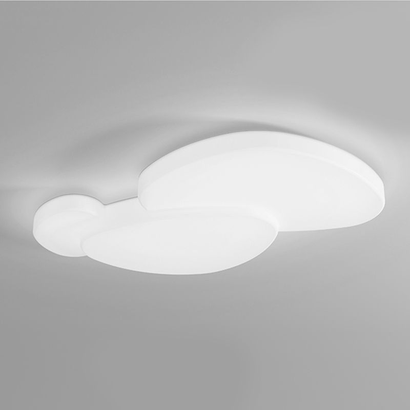 Modern Metal Flush Mount Geometric Shape Ceiling Light with Plastic Shade for Living Room