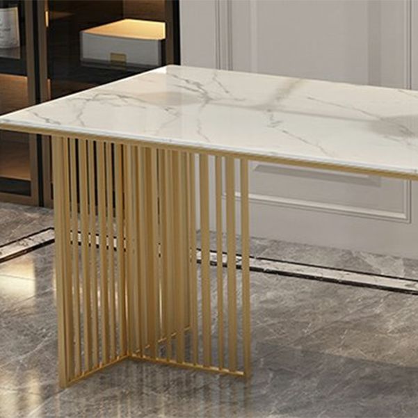 Luxury 1/5 Pieces Rectangle Dining Set Sintered Stone Dining Table with Leather Chairs