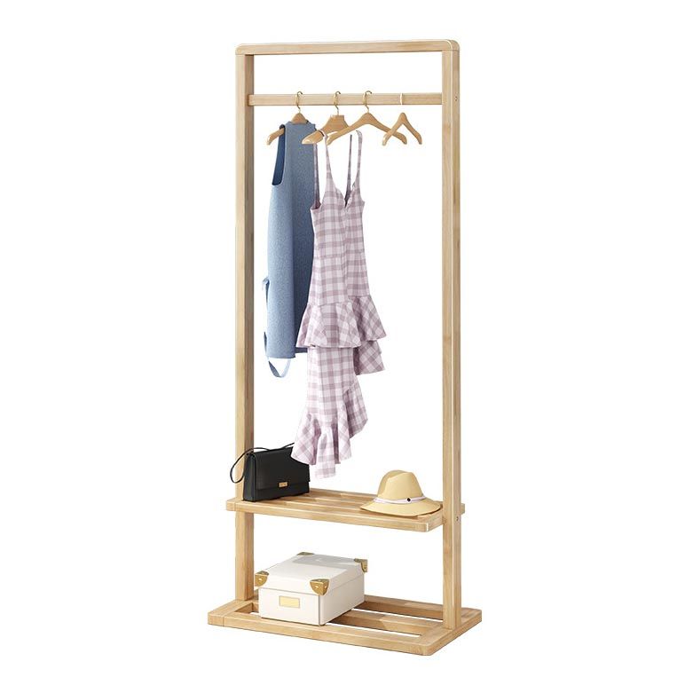 Solid Wood Storage Armoire Modern Style Bedroom Wardrobe with Shelves