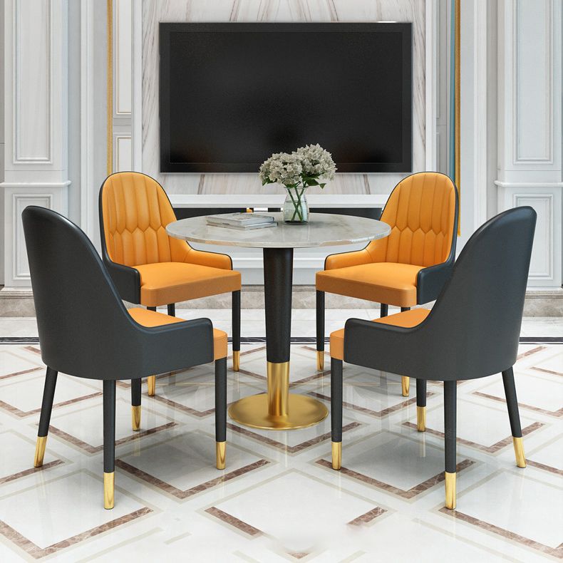 1/2/4/5 Pcs Metal Glam Style Dining Set with Round Table Dinette Set