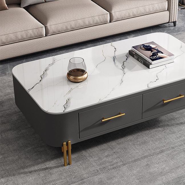 Glam 4 Legs Coffee Table Slate Rectangular Coffee Table for Home