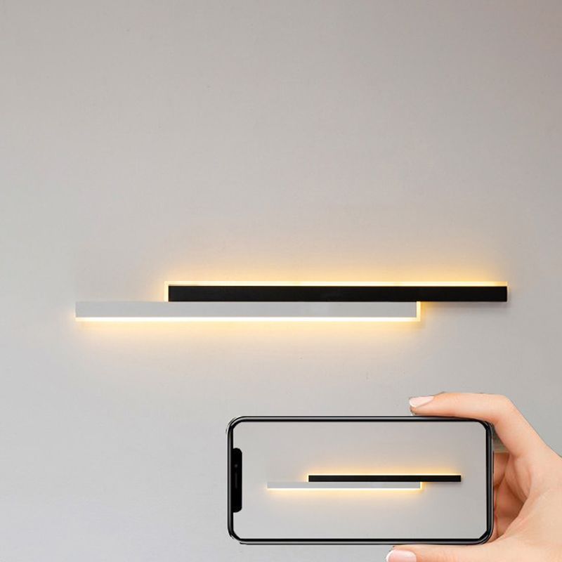 Modern Strip Wall Light Sconces Metal Black and White Sconces for Bedroom