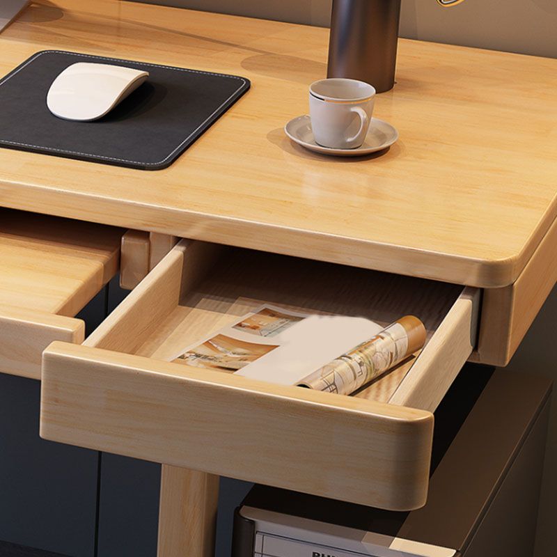 Task Drawer Modern Office Desk Bedroom Solid Wood Task Desk with 2 Drawers