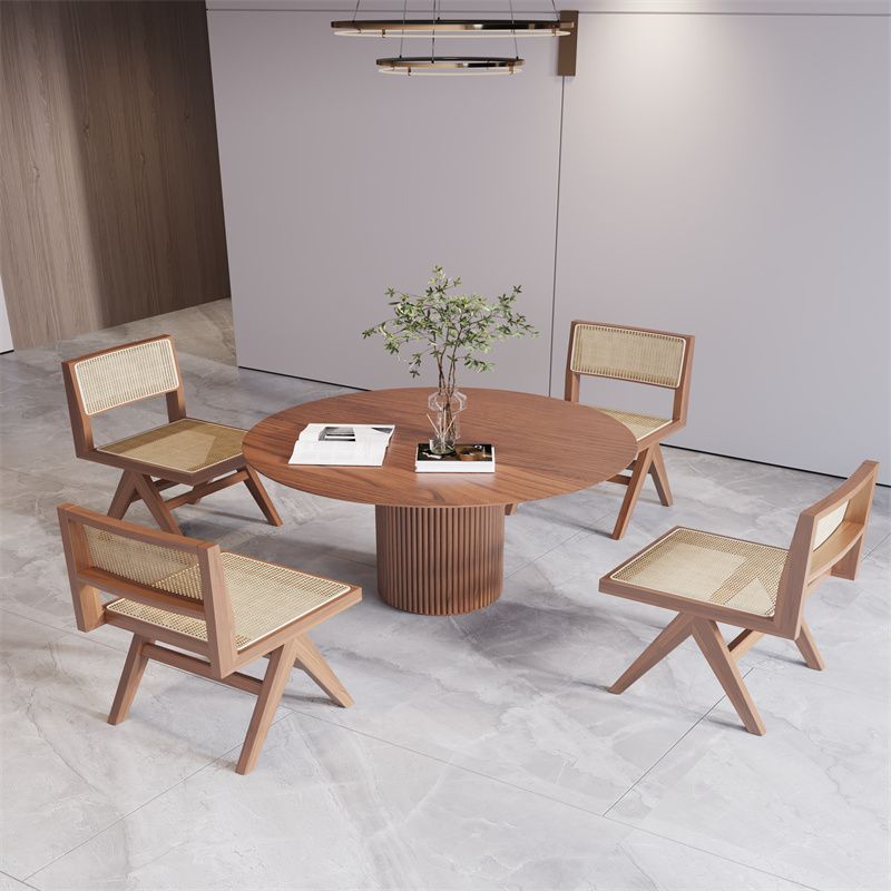 Solid Wood Home Dining Table Modern Round Dining Room Table with Pedestal Base
