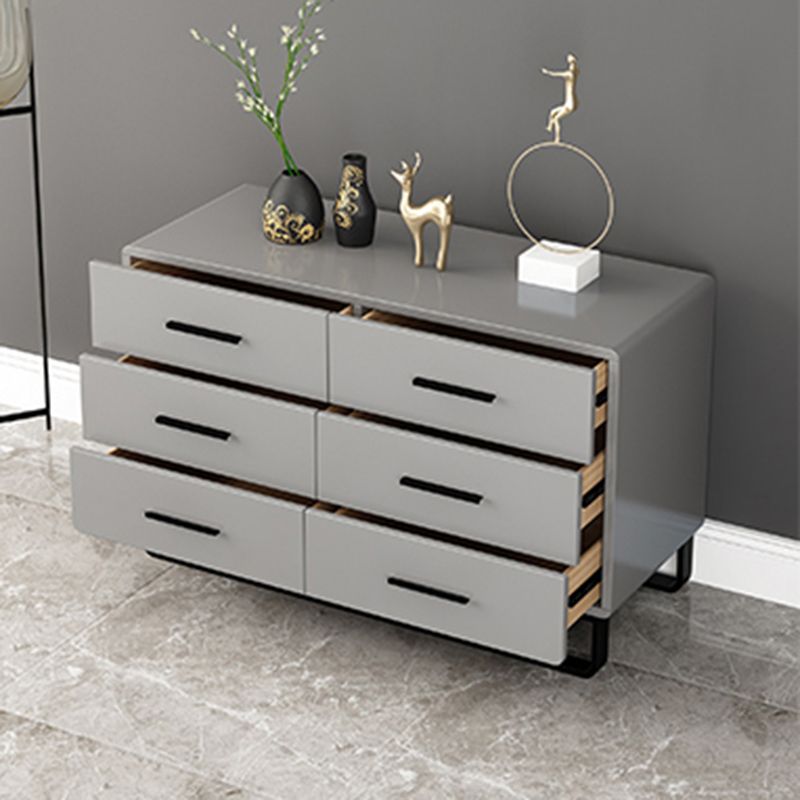 Contemporary Bedroom Storage Chest Engineered Wood Chest in Gray with Drawers