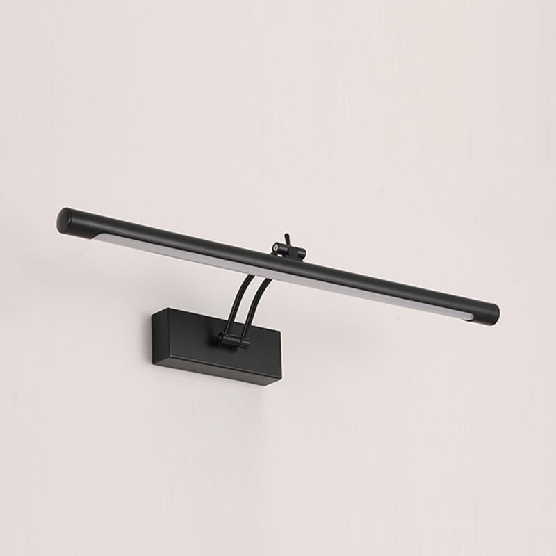 Metal Linear Wall Sconce Modern 1-Light Mirror Wall Mounted Light Fixture in Black Finish