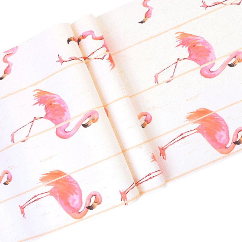 Romantic Flamingo Non-Pasted Wallpaper for Girl's Bedroom, 57.1 sq ft.