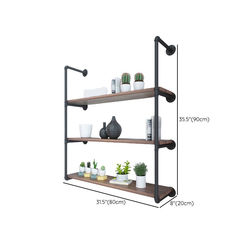 Industrial Closed Back Bookshelf Floating Wooden Natural Bookcase