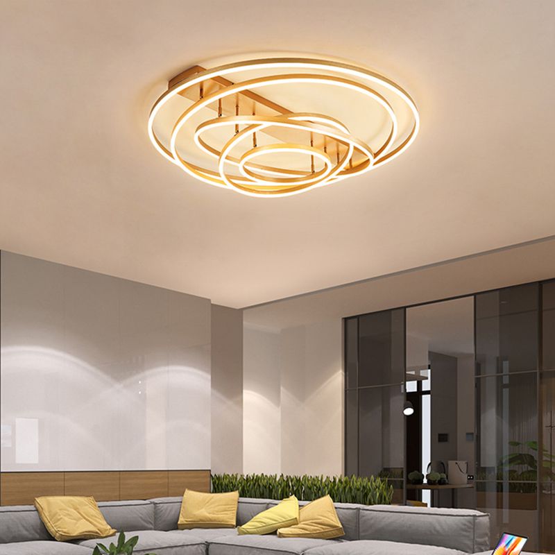 4/5 niveaux de plafond rotatif effilé lampe de plafond moderne Metallique Gold Hoop LED SEMI FUX MONT EN LIGHTE CHAUD / BLANC