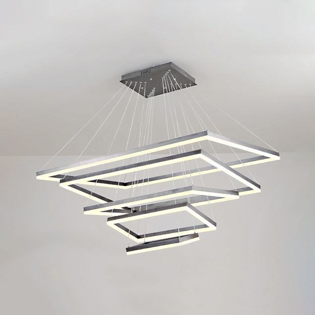 Multi-Layer Bedroom Chandelier Acrylic 1/2/3-Light LED Minimalist Suspension Pendant in Coffee, Warm/White/Natural Light