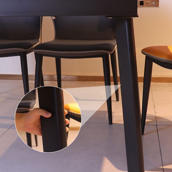 Industrial Rectangle Shape Table Black Sintered Stone Dining Table with 4 Legs Base