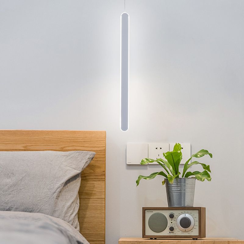 Minimalistische lineare Anhängerbeleuchtung, Acrylschatten um Metallstange hängen Licht