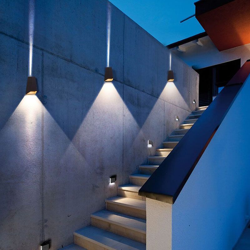 Lámpara de montaje de pared de aluminio moderna de 2 luces apliques de pared al aire libre para jardín