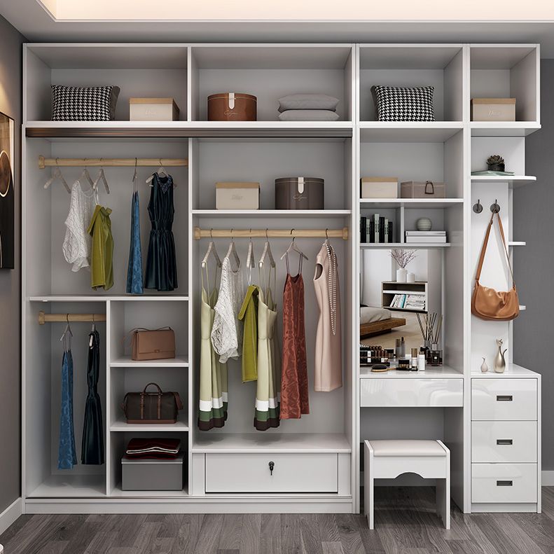 Wood and Glass Wardrobe Armoire Contemporary Sliding Wardrobe Closet