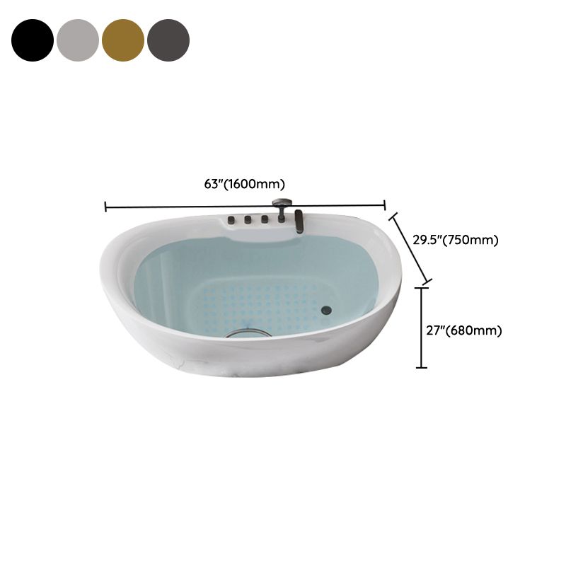 Acrylic Freestanding Bathtub Oval Modern Back to Wall Soaking Bath