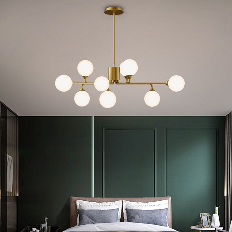 Moderne minimalistische kroonluchter lichtarmatuur bolvormig wit glas plafond kroonluchter voor woonkamer