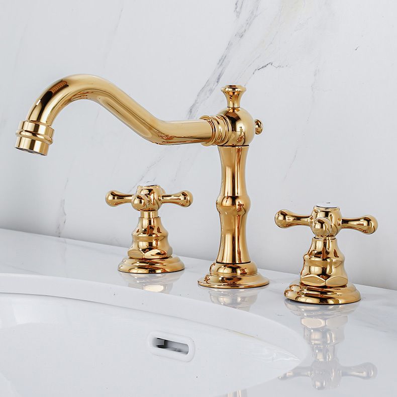 Industrial Wide Spread Bathroom Faucet 2 Cross Handles Lavatory Faucet
