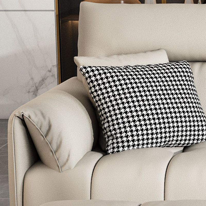 Living Room Cushion Back Couch Contemporary White Sofa with Pillow Top Arm