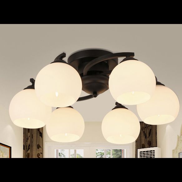 Luxe Amerikaanse stijl Flush Mount plafondlamp Witglas plafondlicht voor thuis