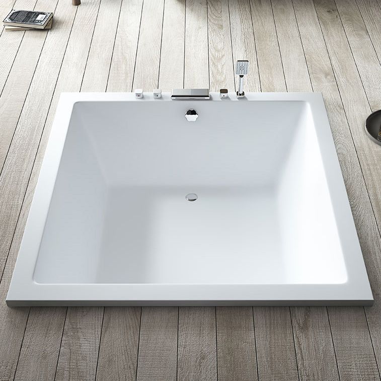 Acrylic Bath Drop-in Soaking Square Modern Center-Front Bathtub