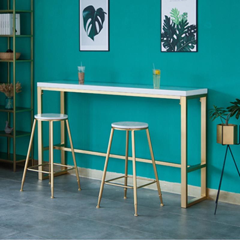Glam Style Bar Table Gold Pedestal Pub Table for Living Room