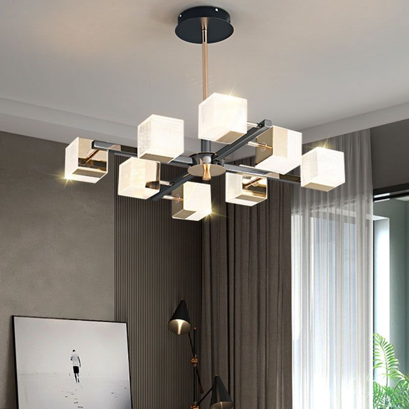 Postmoderne Metallkronleuchter leichte quadratische Form Anhänger Beleuchtung für Wohnzimmer