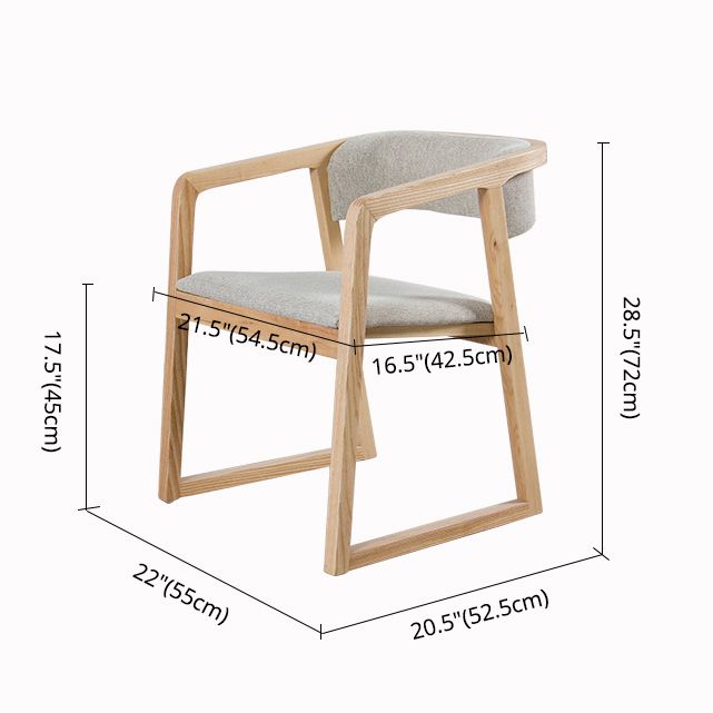 Glam Style Wooden Dining Arm Chair Matte Finish Open Back Dining Chair for Dinning Room