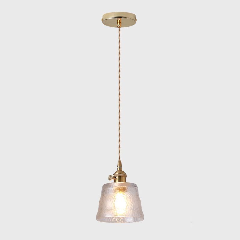 Geometry Shade Hanging Lighting Industrial Style Glass 1 Light Pendant Lamp for Bedside