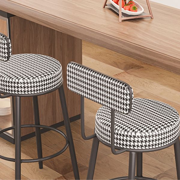 Modern Armless Backrest Counter Stool Iron Dessert Shop Bar Stool with Cushion and Pedal