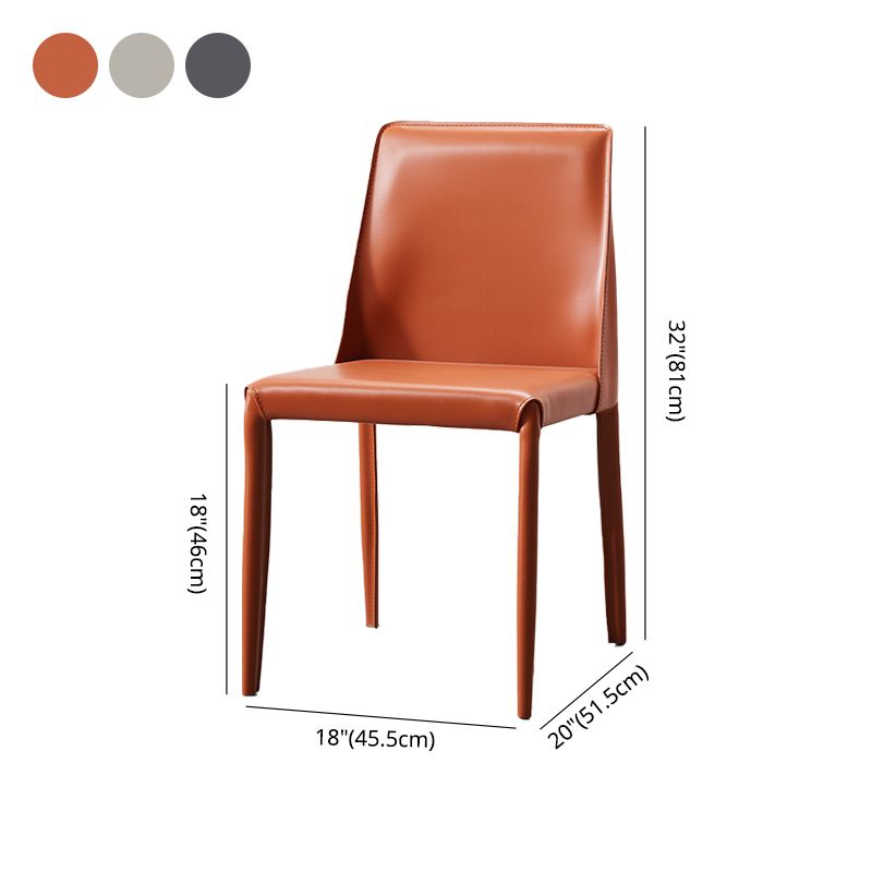 Contemporary Leather Armless Dining Chair Metal Dining Room Chairs for Home Use