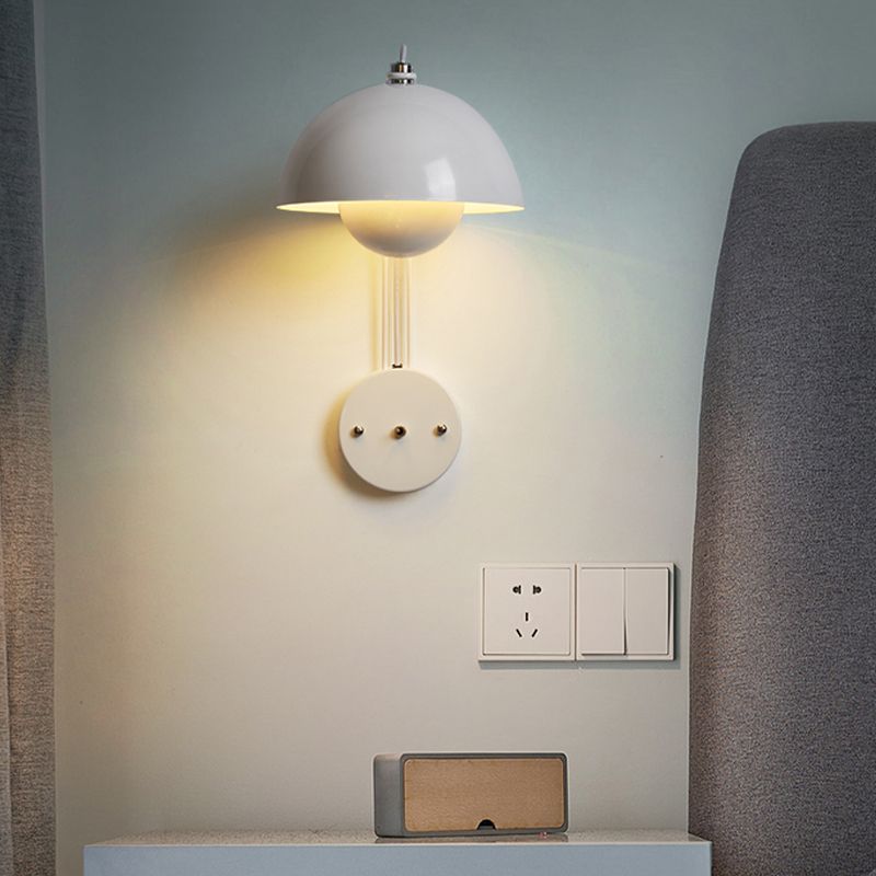 1-Light Wall Lamp Macaron Wall Mount Lamp with Metal Shade for Bedroom