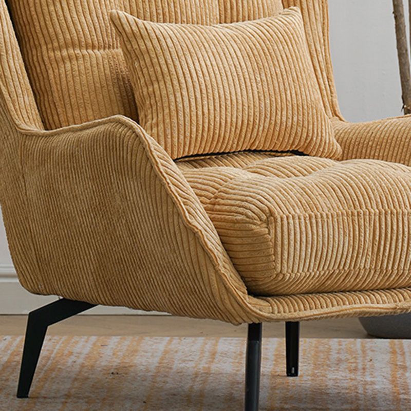 Modern Accent Chair Solid Color Corduroy Tufted Back Basic Four Leg Chair
