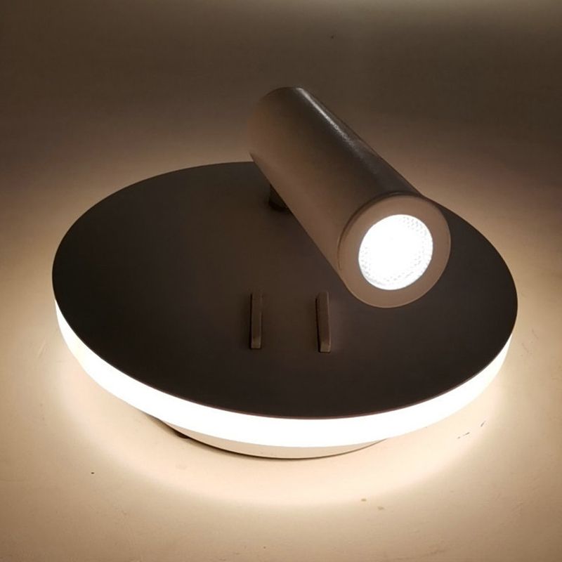 1 Light Round Wall Sconces Modern Style Metal Wall Mounted Reading Lights