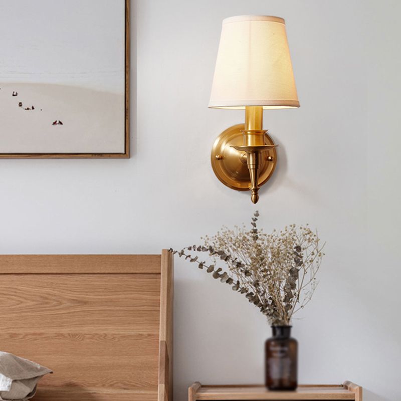 Cone Wall Lighting Modern Fabric Wall Light Fixtures in Gold