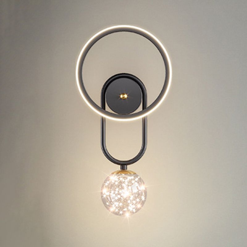 Modern Style Spherical Shape Wall Sconce Glass 2 Light Sconces for Living Room