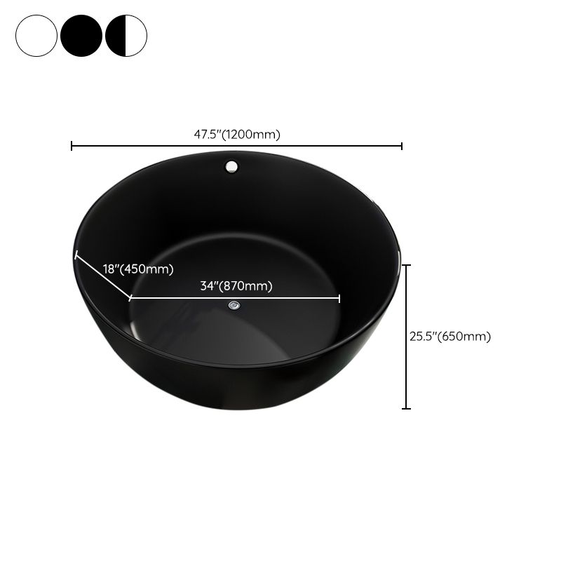 Antique Finish Round Bathtub Stand Alone Soaking Modern Bath Tub