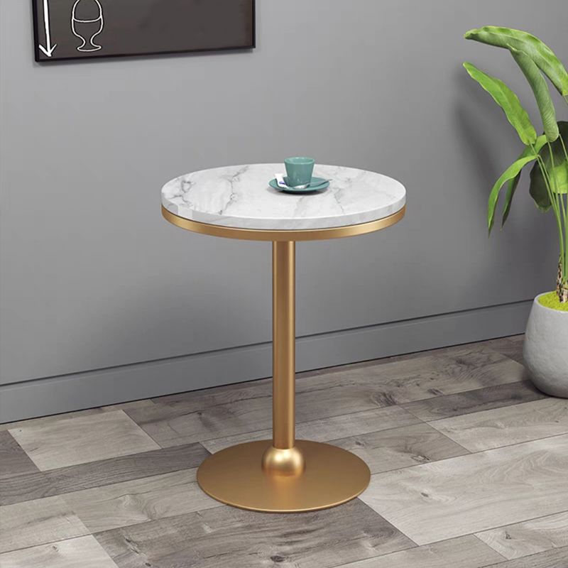 Gold Base Bar Table White Stone Fixed Pub Height Dining Table