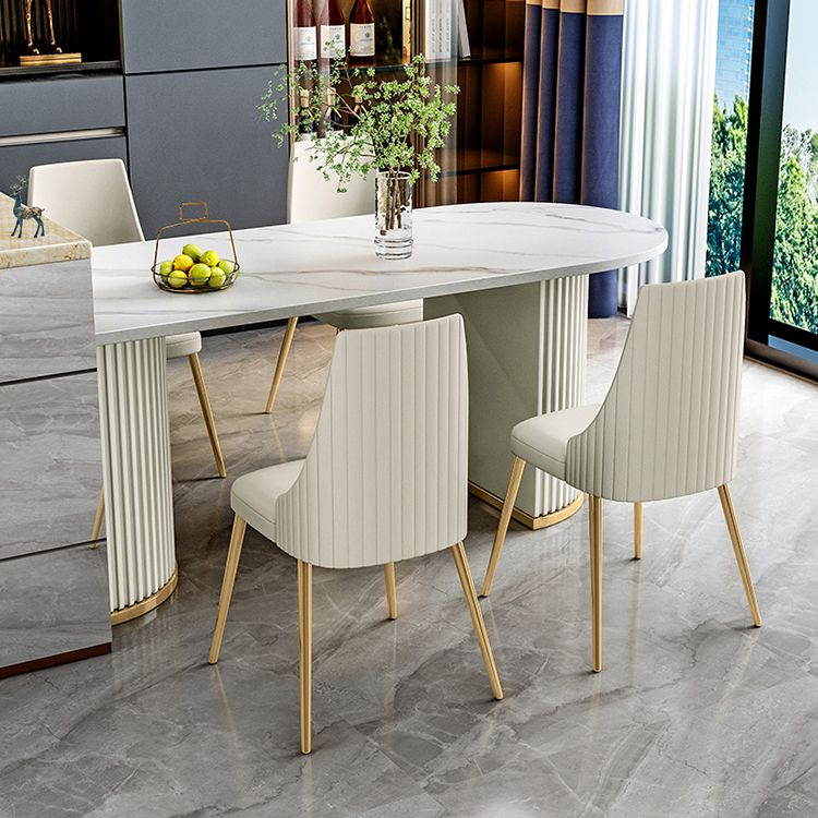 Metal Traditional Luxury Free Form Indoor Table Sintered Stone Table for Kitchen and Dining Room